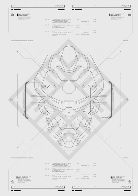 Póstar tecnológico con elementos HUD cultura cibernética folleto moderno para hacking web e impreso póster Cyberpunk