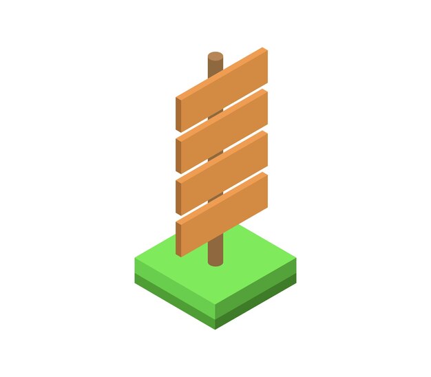 Poste indicador isométrico de madera