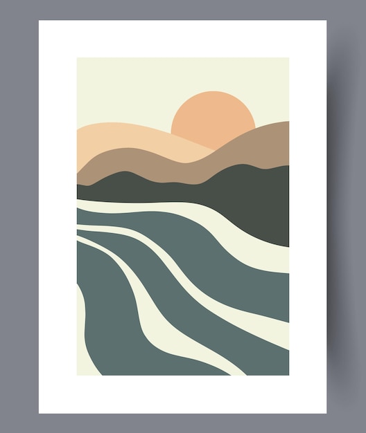 Poste de vector de arte de pared imprimible. Diseño minimalista dibujado a mano para interiores escandinavos.