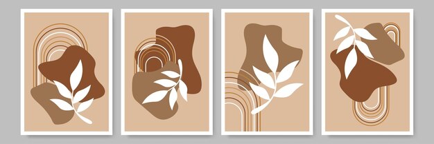 Poster abstracto moderno boho arte mural contemporáneo Conjunto de elementos abstractos colección de portadas