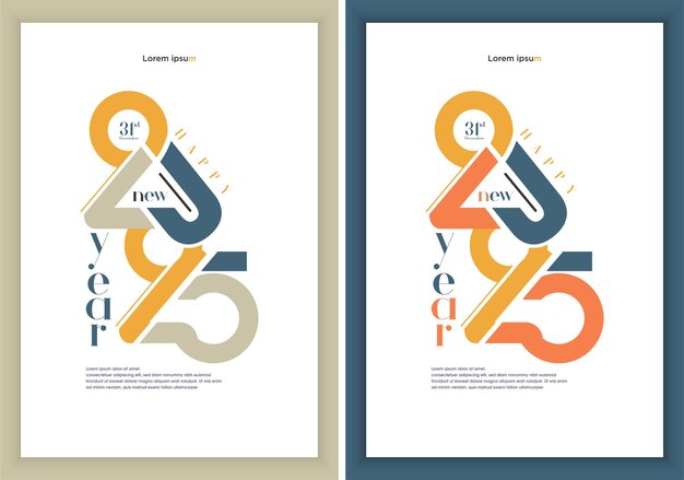 Poster de año nuevo 2025 con estilo de números único y colores muy hermosos Diseño premium vectorial 2025 Diseño para calendarios de 2025 plantillas tarjetas y publicaciones en redes sociales