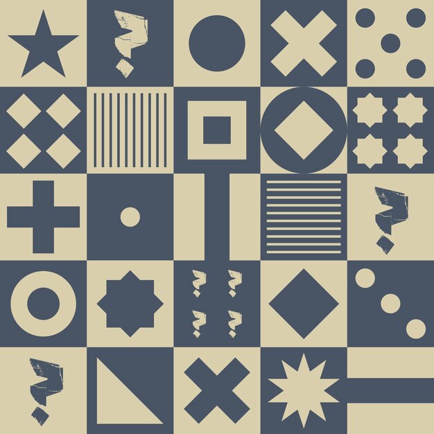 Un póster de arte geométrico simple con una forma y un patrón simples en tonos de color