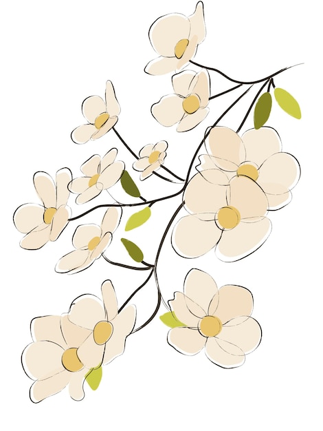 Póster de arte de línea de flor botánica dibujada a mano Arte de pared de flor minimalista de una línea