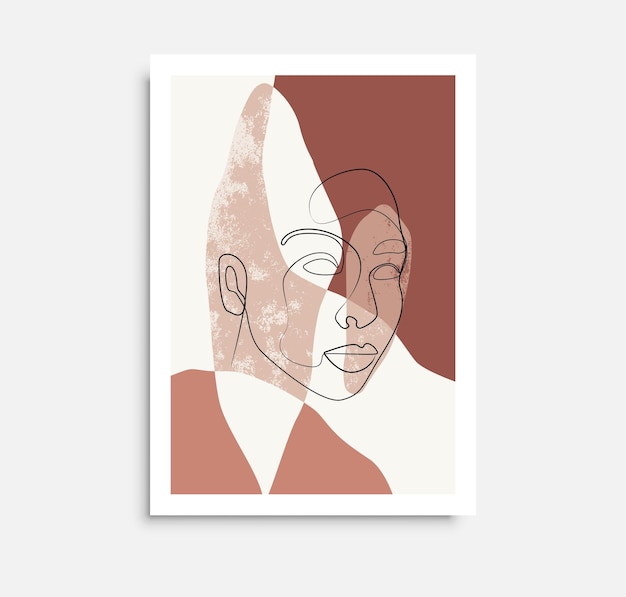 Póster de arte de una línea de mujer con formas abstractas Diseño minimalista vectorial para póster de tarjeta de impresión de arte de pared
