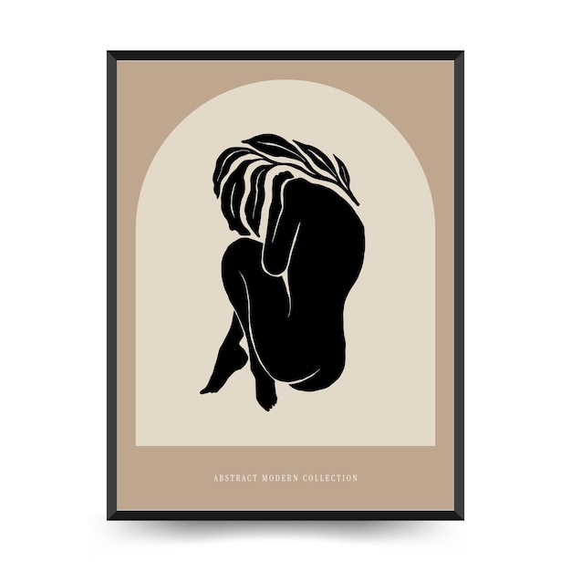 Poster de arte moderno con cuerpo de mujer y flor Matisse Conjunto abstracto estético Decoración moderna boho