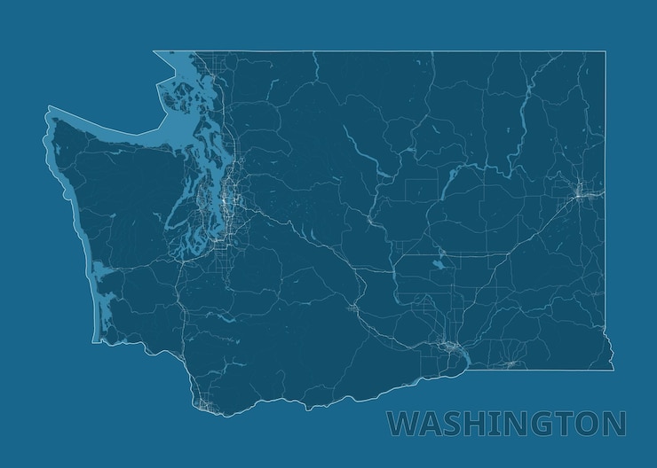 Vector poster artístico del mapa del estado de washington, estados unidos