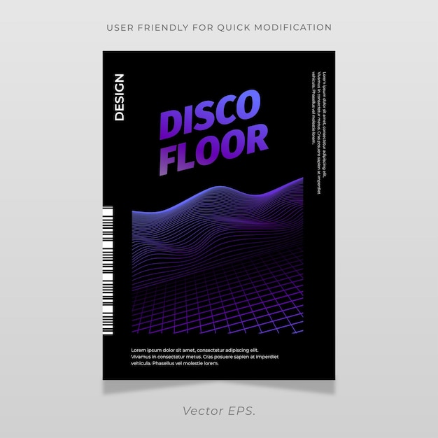 Poster de baile de discoteca editable con brillo de neón y fondo negro retro futurista