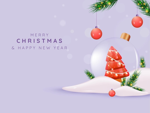 Poster de banner de feliz navidad y diseño de encabezado web elementos vectoriales 3d