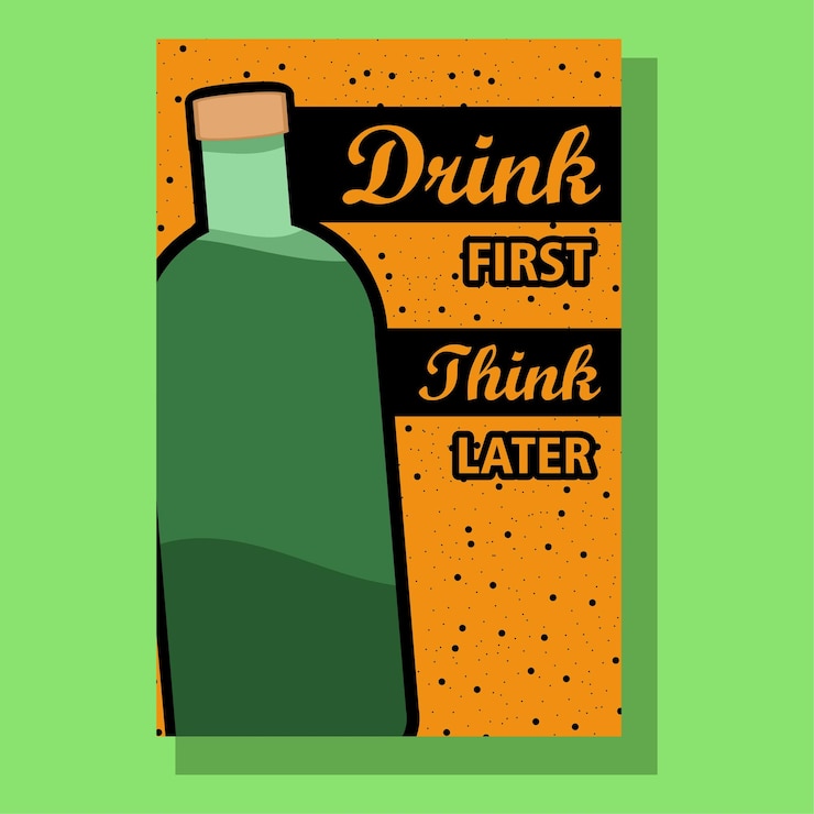 Vector poster botlle bebida en concepto de logotipo en vector