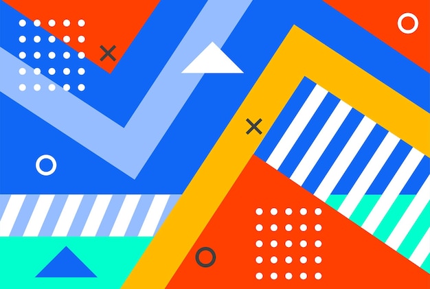 Poster brillante de fondo geométrico abstracto con triángulo de rayas de colores anchos y línea múltiple