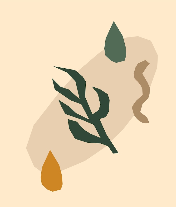 Vector poster de composición floral minimalista con formas abstractas