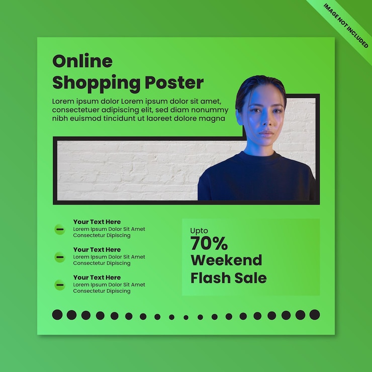 Vector póster de compras en línea con diseño de texto mínimo.
