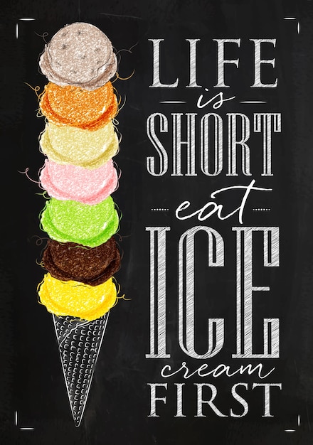 Póster cono de helado tiza