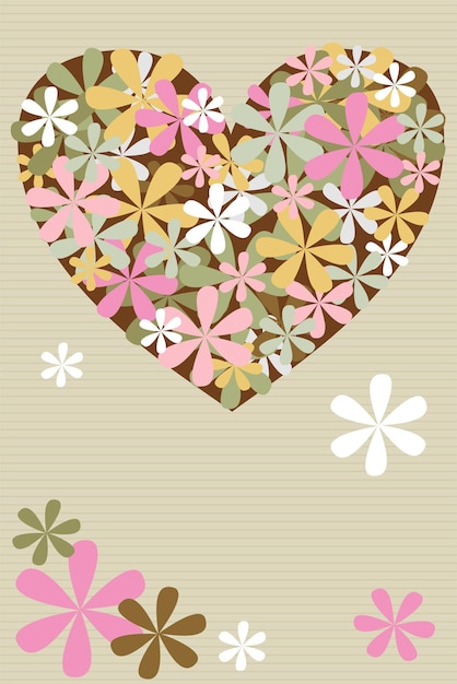 Póster con corazón y flores.