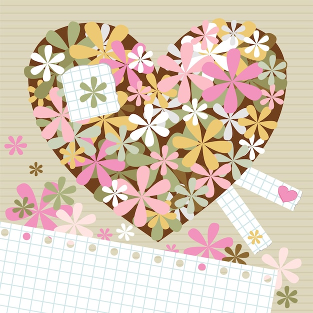 Póster con corazón y flores.