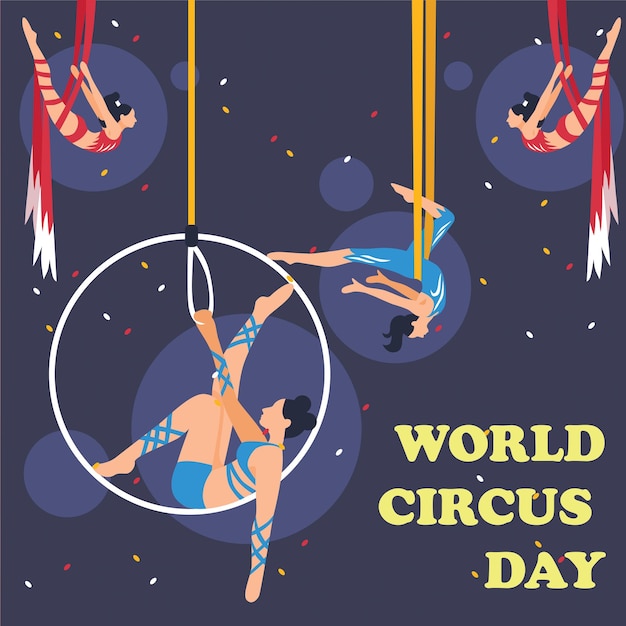 Poster del Día Mundial del Circo en el fondo