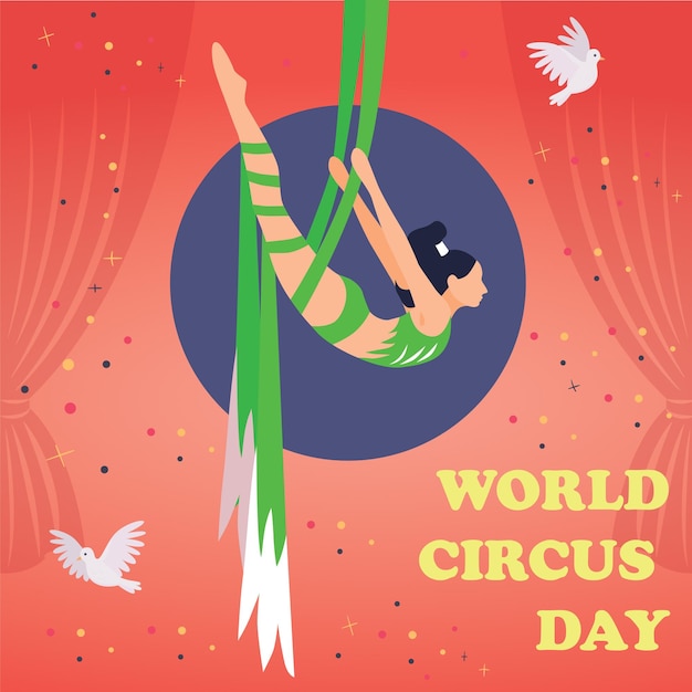Poster del Día Mundial del Circo en el fondo