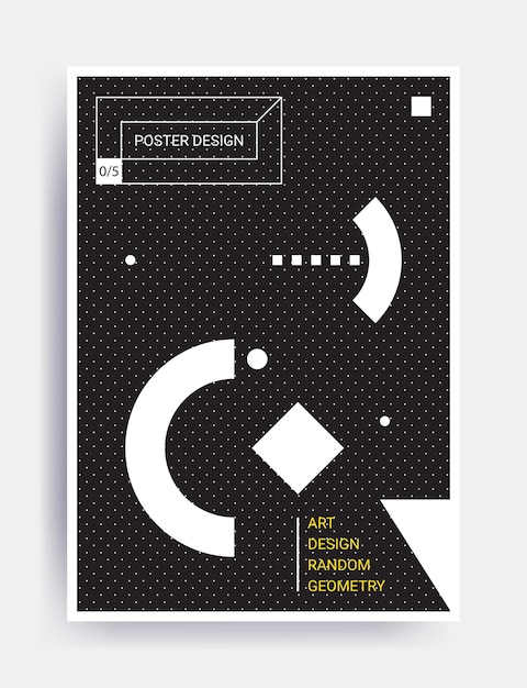Póster de diseño. Ilustraciones vectoriales brillantes con elementos geométricos, figura de memphis para interior, plantilla de banner de sitio web, redes sociales, correo electrónico, impresión, anuncios, material promocional