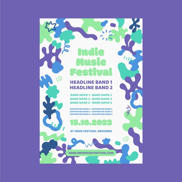 Póster diseño plano festival de música