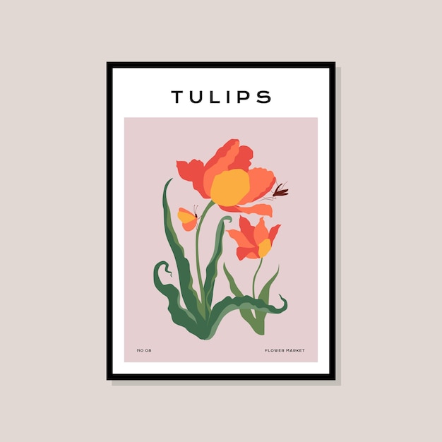 Póster con estampado de ilustración botánica para su colección de arte mural