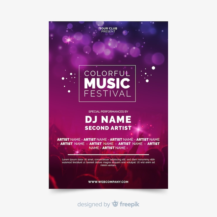 Vector poster de festival de música con fotografía