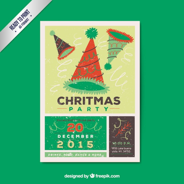 Póster de fiesta de navidad dibujado a mano