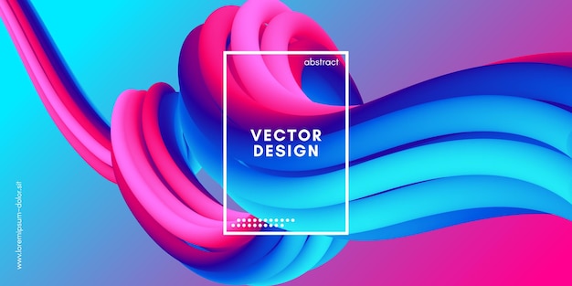 Póster fluido abstracto con forma líquida de onda 3d