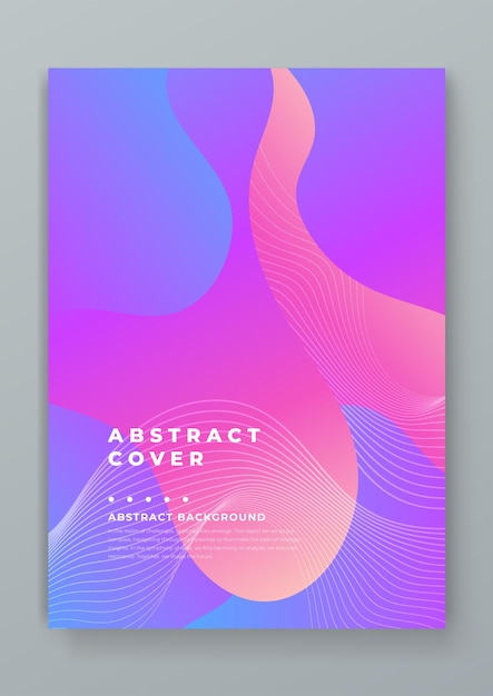 Poster de fluido de onda de gradiente creativo abstracto rosa azul y púrpura propuesta de cartera de folleto de informe anual de la revista plantilla para el informe anual