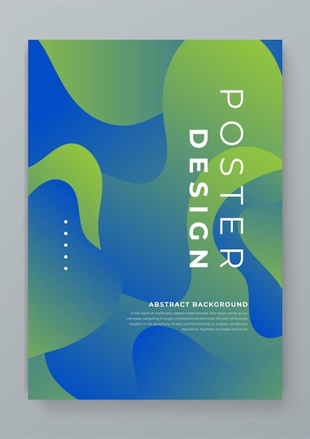 Poster de fluido de onda de gradiente creativo abstracto verde y azul plantilla para el informe anual folleto de revista propuesta de cartera poster de folleto de informe anual