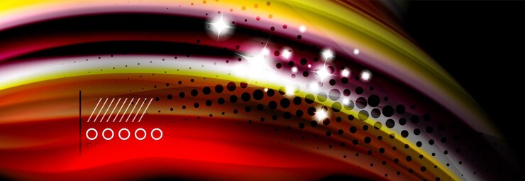 Vector poster de flujo de líneas de ondas fluidas de color arco iris diseño de formas líquidas de ondas