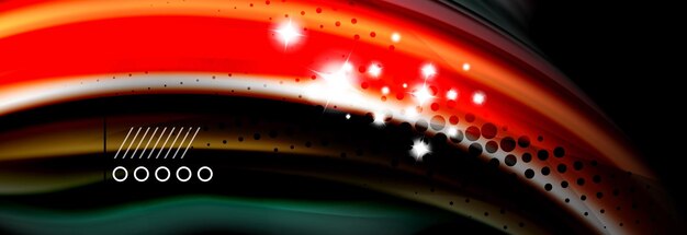 Poster de flujo de líneas de ondas fluidas de color arco iris Diseño de formas líquidas de ondas