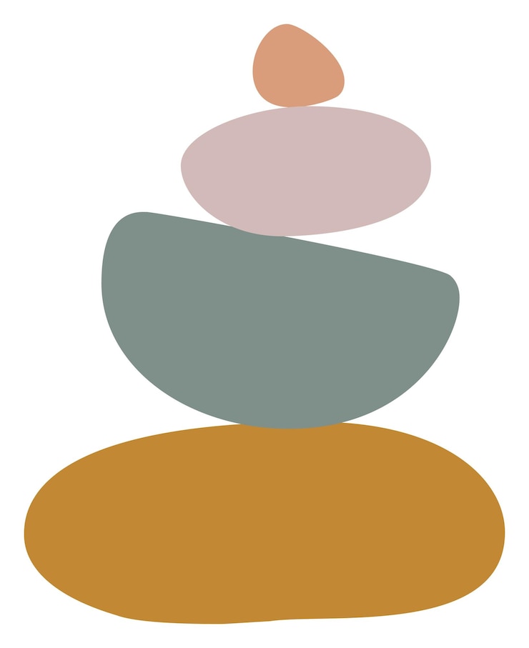 Vector póster geométrico abstracto con formas de equilibrio piedras colores pastel textura