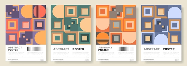 Poster geométrico abstracto o conjunto de vectores de fondo vertical plantilla de diseño de portada de colores modernos