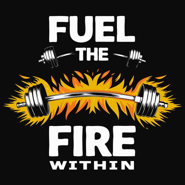 Poster de gimnasio motivacional con una cita de entrenamiento de fuego