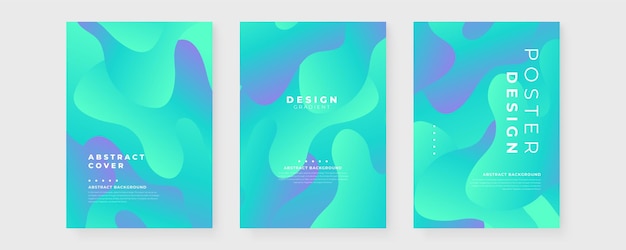Poster de gradiente abstracto verde y púrpura con formas de onda Moderna plantilla de diseño para carteles anuncios pancartas folletos portadas sitios web Ilustración vectorial