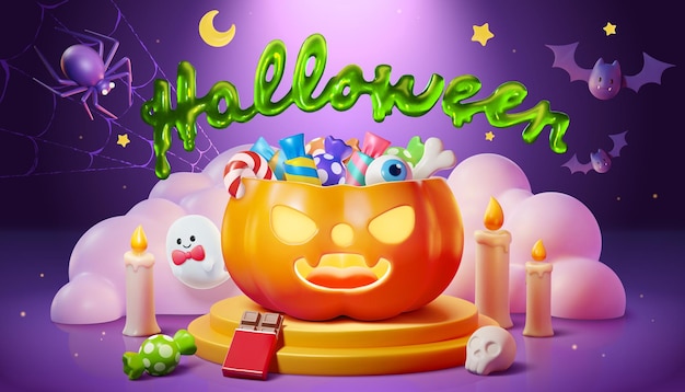 Vector el póster de halloween en 3d