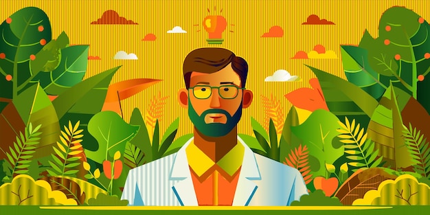 Vector un póster de un hombre con gafas y barba