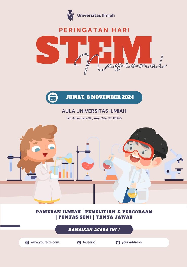Vector poster ilustrativo del evento del día nacional de stem