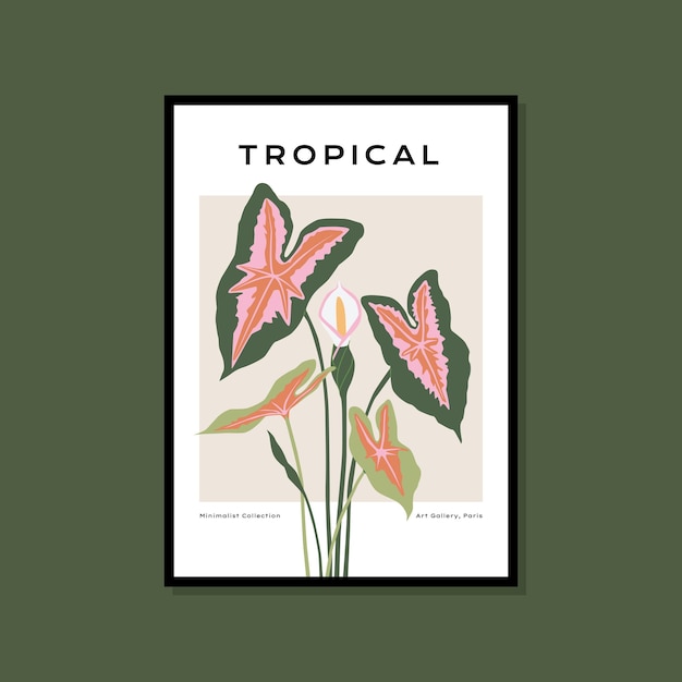 Póster impreso tropical y botánico dibujado a mano para su colección de arte mural