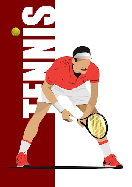 Póster de jugador de tenis Ilustración vectorial