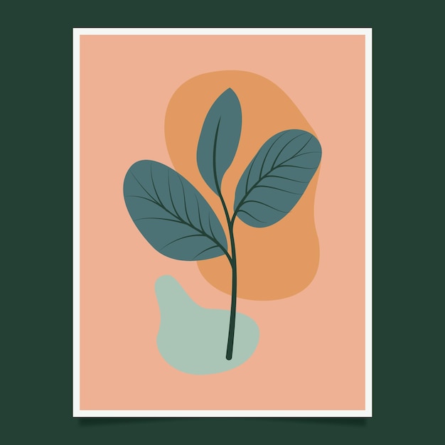 Póster minimalista con tema de plantas y hojas para decoración y decoración de paredes del hogar.