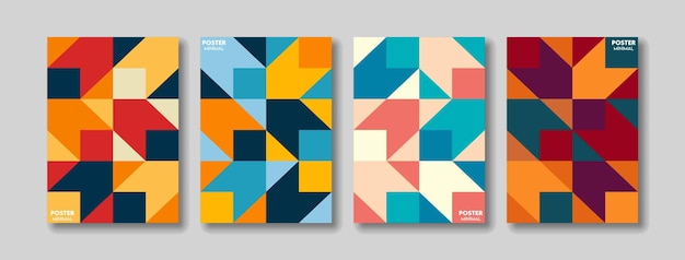 Póster mínimo de fondo colorido y cubierta de diseño moderno.