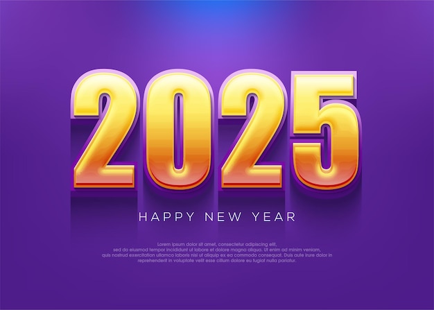 Poster moderno y limpio de feliz año nuevo 2025 fondo Celebración del año nuevo con diseño para el calendario 2025 y publicación en las redes sociales