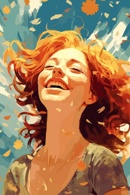 Vector un póster para una mujer con el cabello rojo y una sonrisa