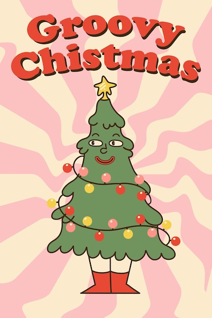 Un póster navideño o una pancarta en las redes sociales Una tarjeta de felicitación Un invierno cómico retro