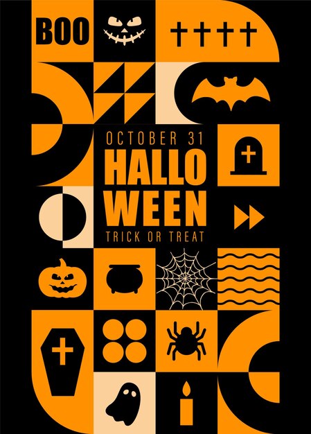 Poster neo geométrico de Halloween Con fondo abstracto moderno