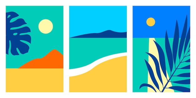 Un póster de paisaje natural de verano en estilo plano minimalista