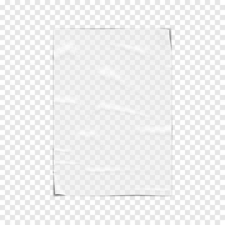 Vector póster de papel arrugado transparente pegado en la pared en blanco con esquinas despegadas sobre fondo transparente