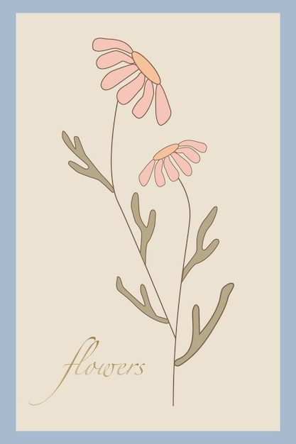 Un póster de pared de galería inspirado en el mercado de flores. ilustraciones florales. Composición para arte mural, póster.