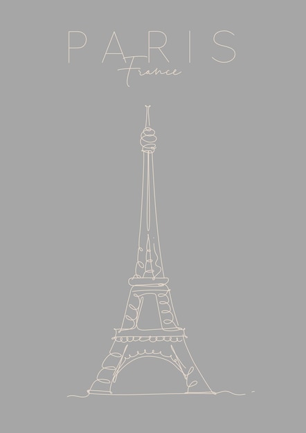 Póster parís torre eiffel gris